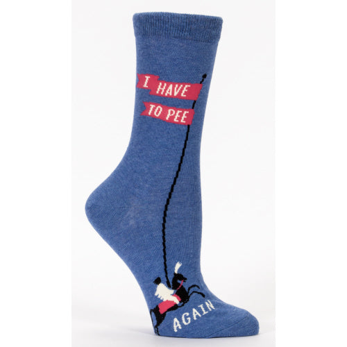 I HAVE TO PEE.... WOMENS' CREW SOCKS - BLUE Q