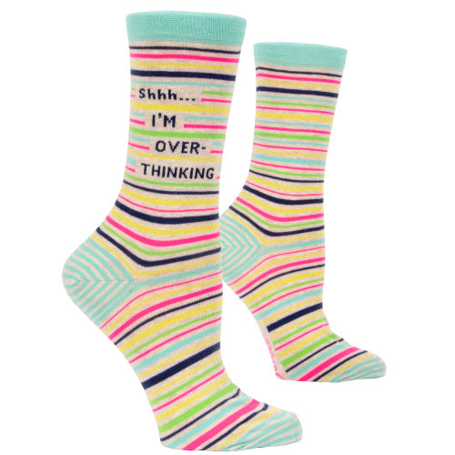 SHHH...I'M OVERTHINKING WOMENS' CREW SOCKS - BLUE Q