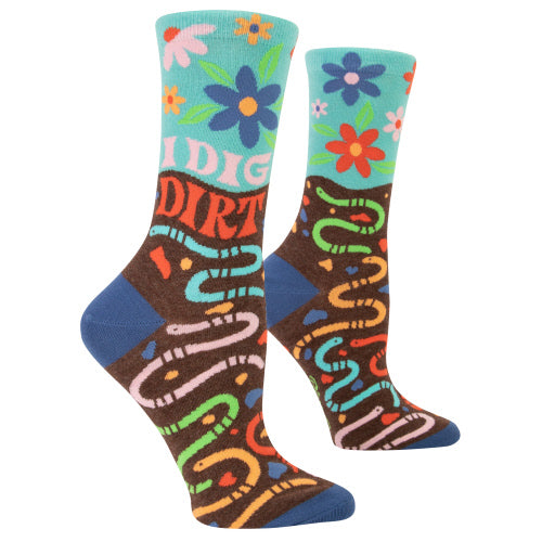 I DIG DIRT WOMENS' CREW SOCKS - BLUE Q