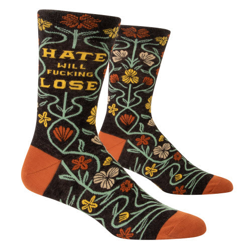 HATE WILL F*&#ING LOSE MEN'S CREW SOCKS - BLUE Q