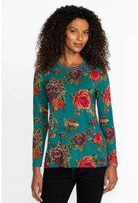 THE JANIE FAVORITE LONG SLEEVE CREW TEE-ZINNIA MEADOW-JOHNNY WAS