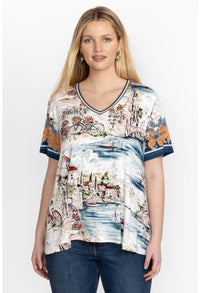 THE JANIE FAV SHORT SLEEVE V-NECK SWING TEE-VAKASH-JOHNNY WAS