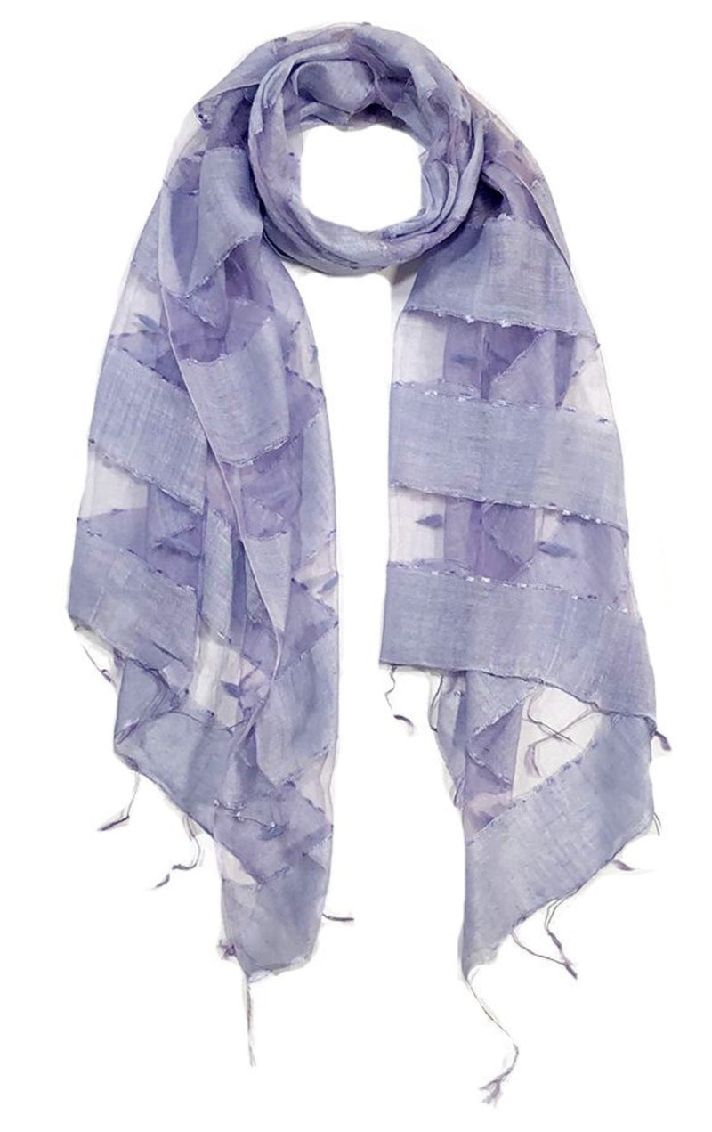 HAND WOVEN SILK PANEL SCARF/SHAWL-BLUE PACIFIC