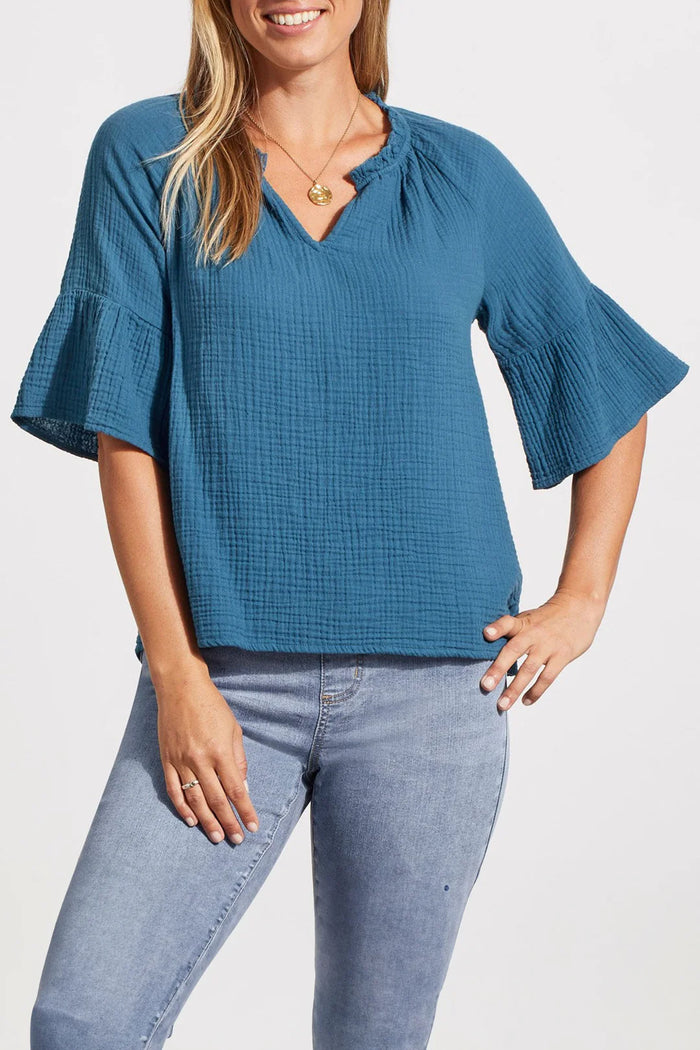 RAGLAN GAUZE BLOUSE-OCEANSIDE-TRIBAL