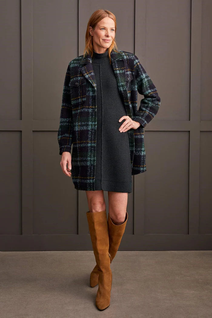 BOUCLE PLAID JACKET W/NOTCH COLLAR-TRIBAL