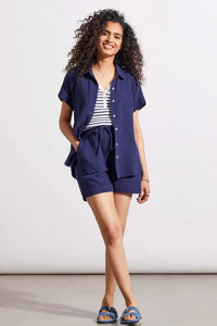 COTTON GAUZE S/S SHIRT W/ RAW EDGE HEM-NAUTICAL-TRIBAL