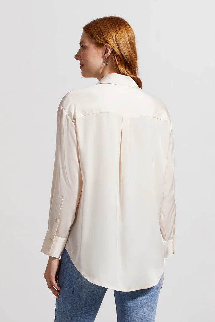 FLOWY SATIN BUTTON SHIRT-BLUSH-TRIBAL