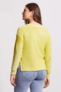 L/S V-NECK SWEATER-APPLE GREEN-TRIBAL