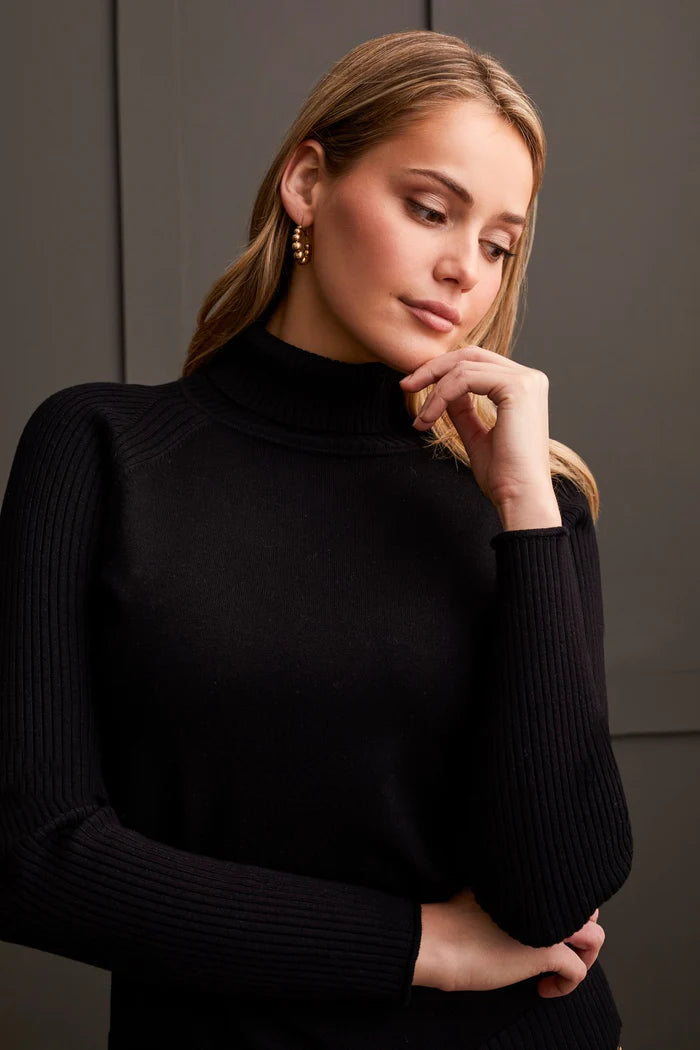 LONG SLEEVE TURTLENECK SWEATER-BLACK-TRIBAL