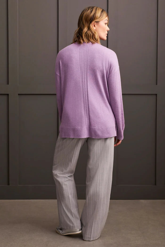 LONG SLEEVE V-NECK SWEATER-ORCHID-TRIBAL