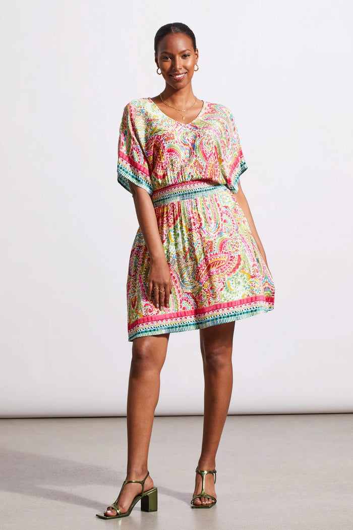 PRINTED V-NECK DOLMAN SLV DRESS-TRIBAL