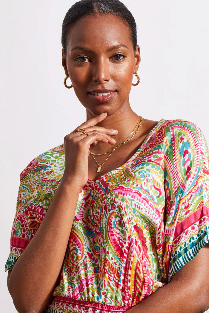 PRINTED V-NECK DOLMAN SLV DRESS-TRIBAL