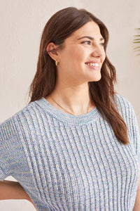 SLEEVELESS BOAT NECK FANCY STITCH SWEATER-TRIBAL