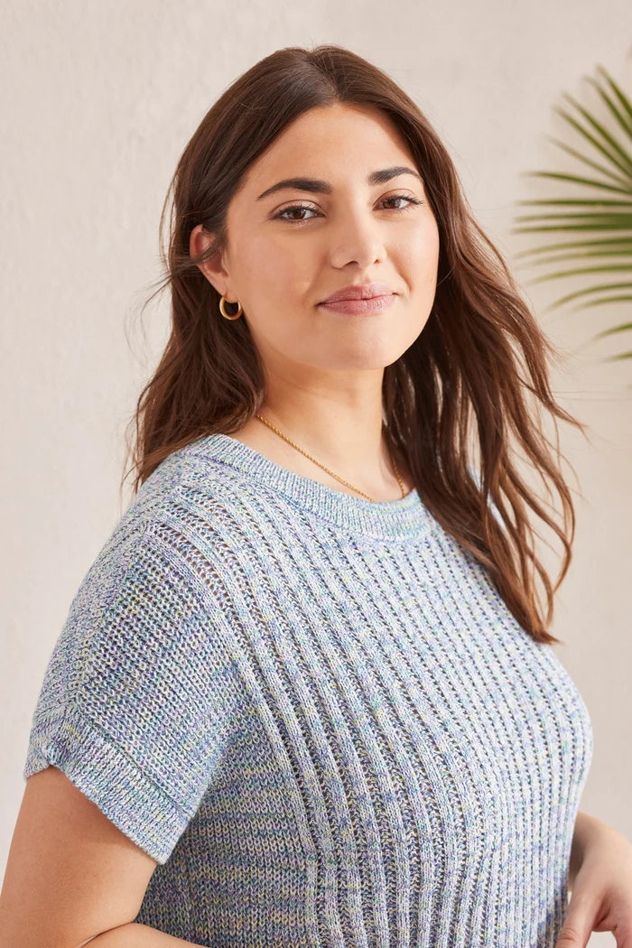 SLEEVELESS BOAT NECK FANCY STITCH SWEATER-TRIBAL