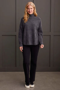 TEXTURED MOCK NECK SWEATER-CHARCOAL-TRIBAL