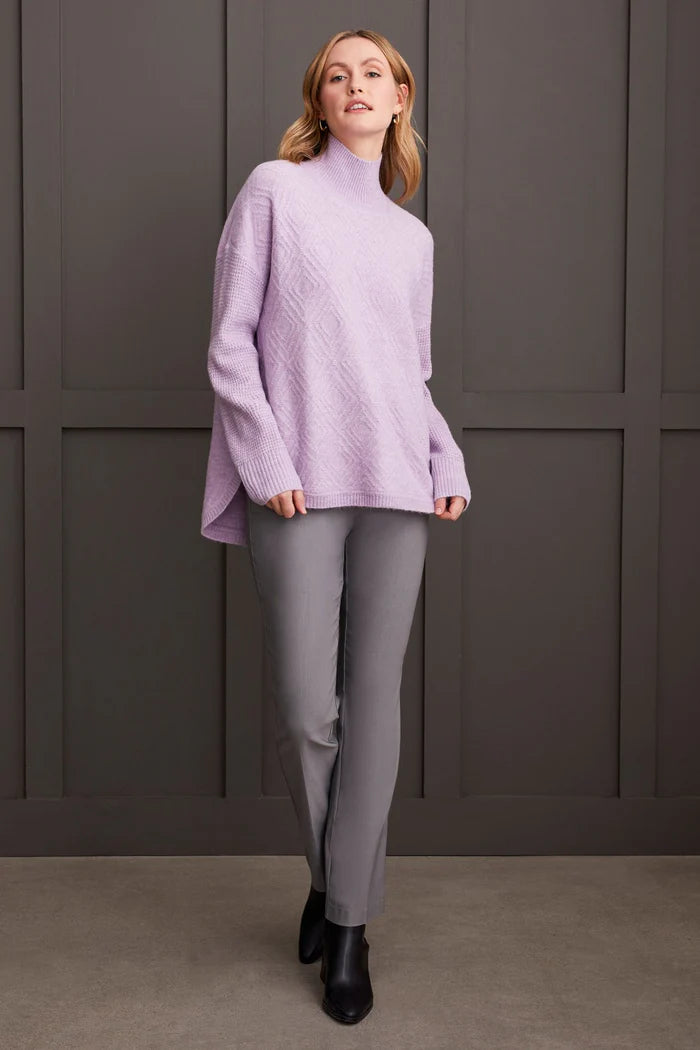 TEXTURED MOCK NECK SWEATER-ORCHID-TRIBAL