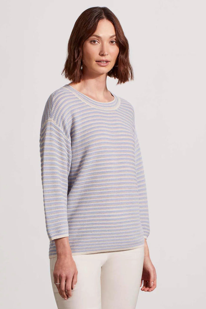 3/4 SLEEVE BOATNECK SWEATER-ZEN BLUE-TRIBAL