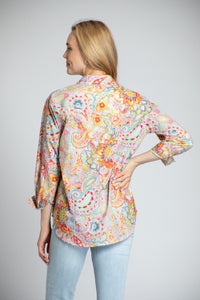 PAISLEY COTTON BOYFRIEND BUTTON SHIRT-APNY