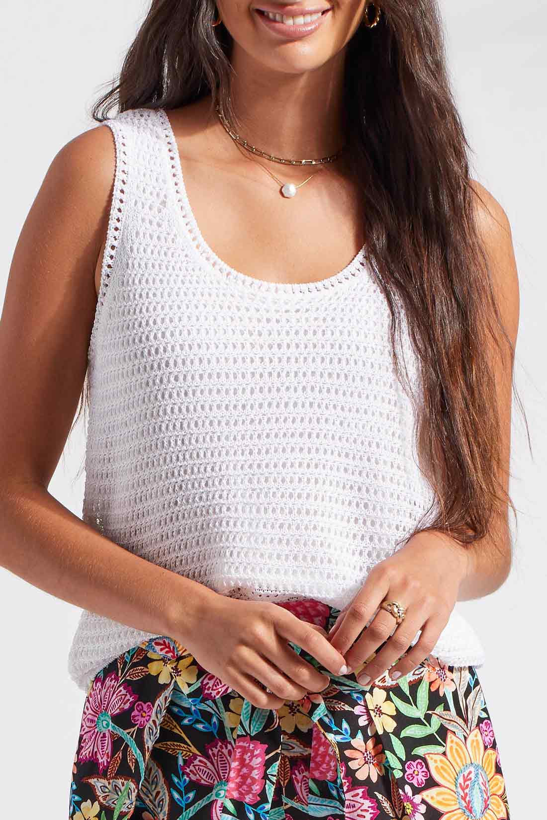 CROCHET TANK TOP-WHITE-TRIBAL