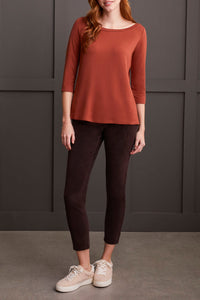 WIDE CREW NECK TOP 3/4 SLV-MARSALA-TRIBAL