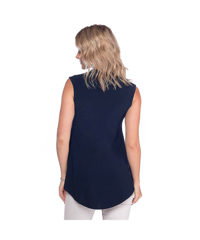 V-NECK TANK W/ NECKLINE CUTOUT DETAIL-NAVY-LAST TANGO