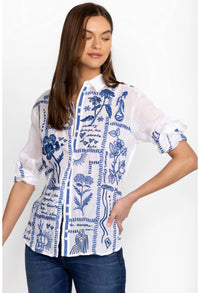 BOTANIQUE DOUBLE BUTTON OVERSIZED SHIRT-WHITE-JOHNNY WAS