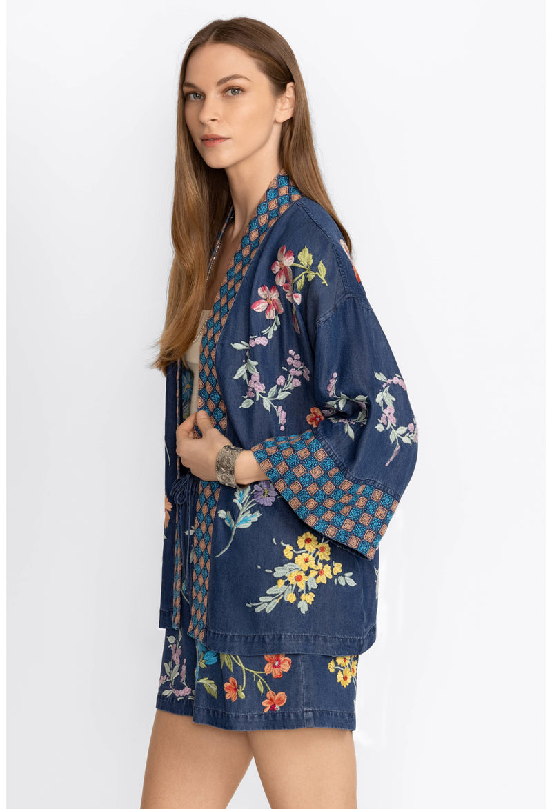 EVANGELINE TENCEL CROPPED KIMONO-JOHNNY WAS