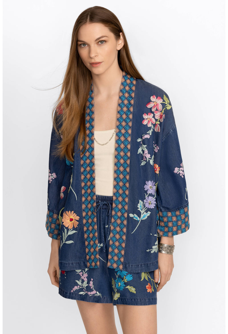 EVANGELINE TENCEL CROPPED KIMONO-JOHNNY WAS