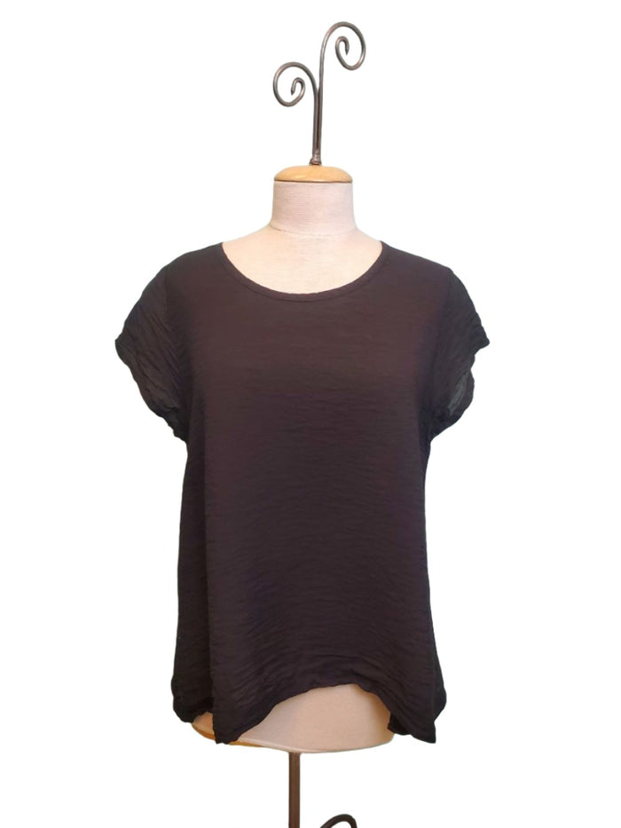 CAP SLEEVE SWING TOP PARACHUTE-BLACK-CUT LOOSE