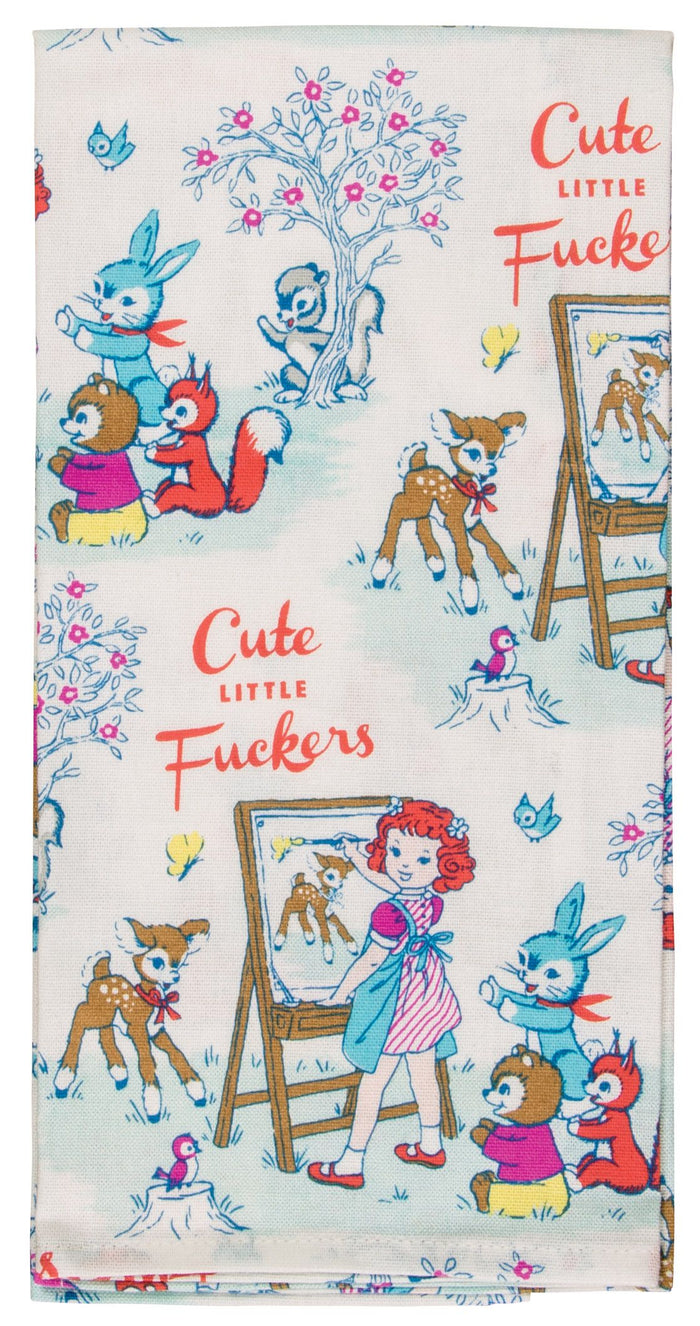 CUTE LITTLE FUCKERS DISH TOWEL-BLUE Q