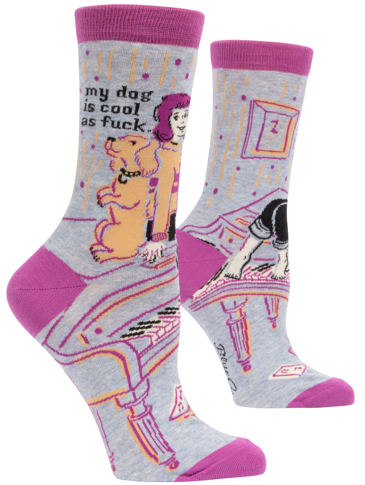 MY DOG IS COOL AS WOMEN'S CREW SOCKS - BLUE Q