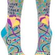 I LOVE MY ASSHOLE KIDS WOMENS' CREW SOCKS - BLUE Q