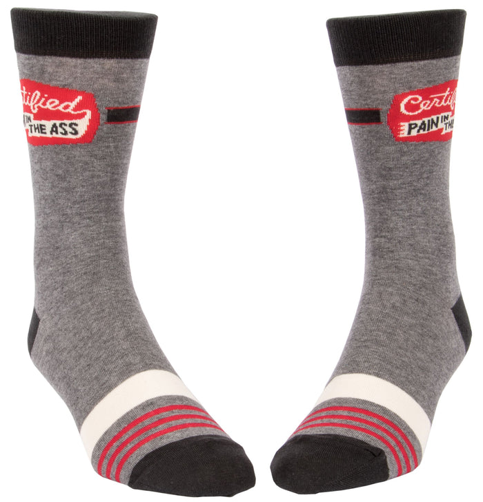 CERTIFIED PAIN IN THE ASS MEN'S CREW SOCKS - BLUE Q