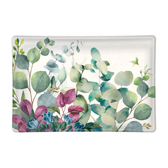 EUCALYPTUS & MINT RECTANGULAR GLASS SOAP DISH