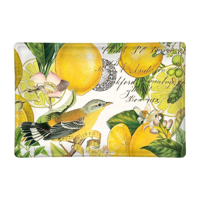 LEMON BASIL RECTANGULAR GLASS SOAP DISH