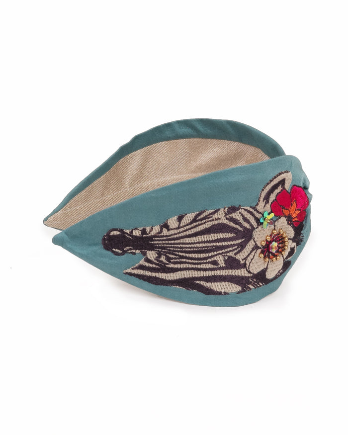 EMBROIDERED HEADBAND - FLORAL ZEBRA