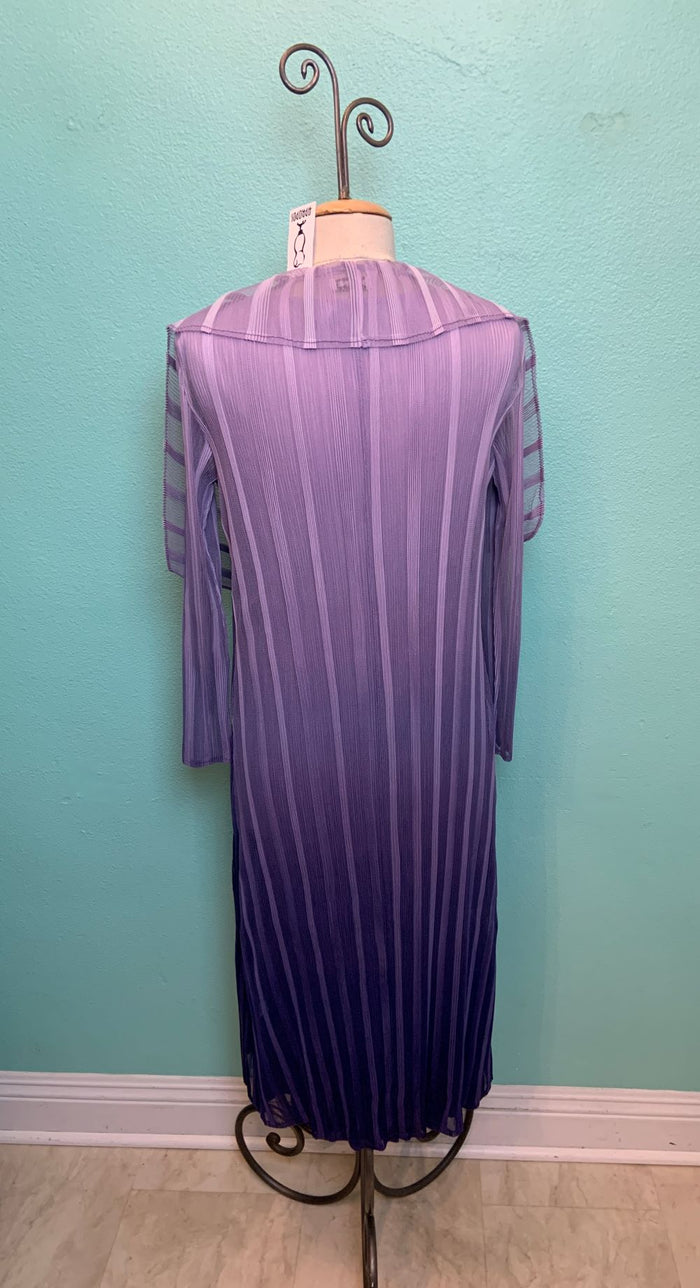 OMBRE LONG DRESS W/ COLLAR JACKET 2-PIECE -PURPLE- JOURNEY