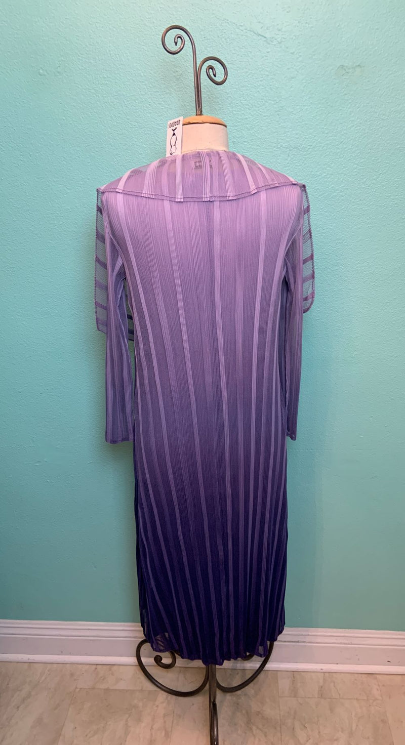 OMBRE LONG DRESS W/ COLLAR JACKET 2-PIECE -PURPLE- JOURNEY