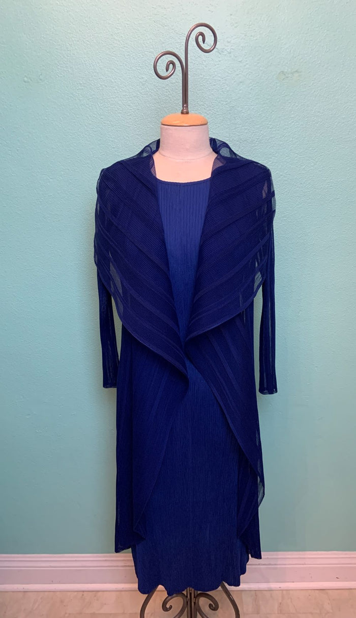 LONG DRESS W/ COLLAR JACKET 2-PIECE -COBALT - JOURNEY