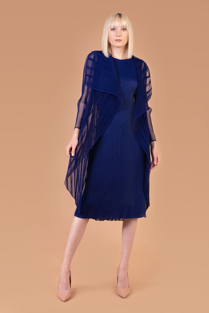 LONG DRESS W/ COLLAR JACKET 2-PIECE -COBALT - JOURNEY