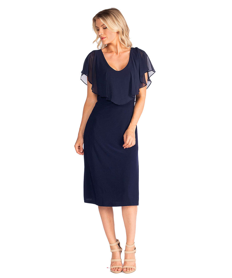 TANK DRESS WITH RUFFLE CHIFFON-NAVY-LAST TANGO