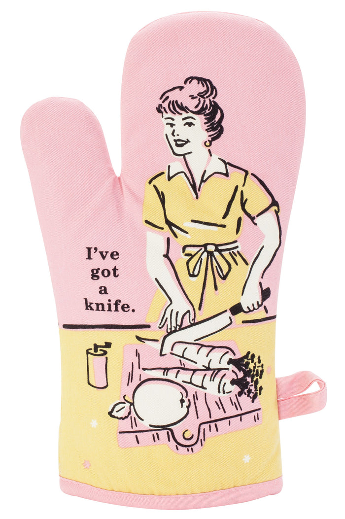 I'VE GOT A KNIFE OVEN MITT - BLUE Q