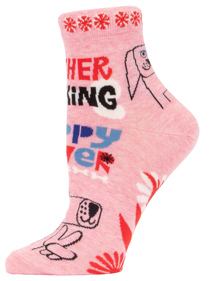 MF'IN PUPPY POWER WOMEN'S ANKLE SOCKS - BLUE Q