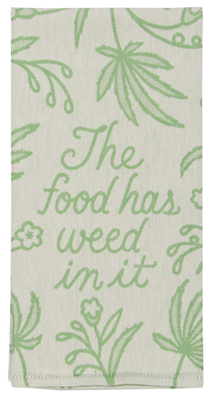 FOOD HAS WEED IN IT WOVEN DISH TOWEL - BLUE Q