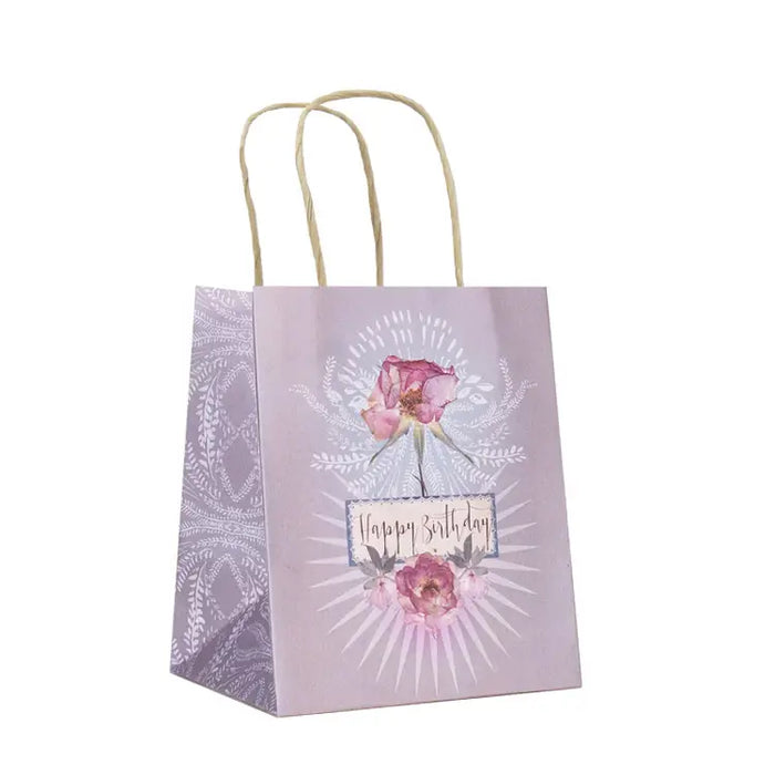 MINI GIFT BAG-PRESSED ROSE BIRTHDAY-PAPAYA