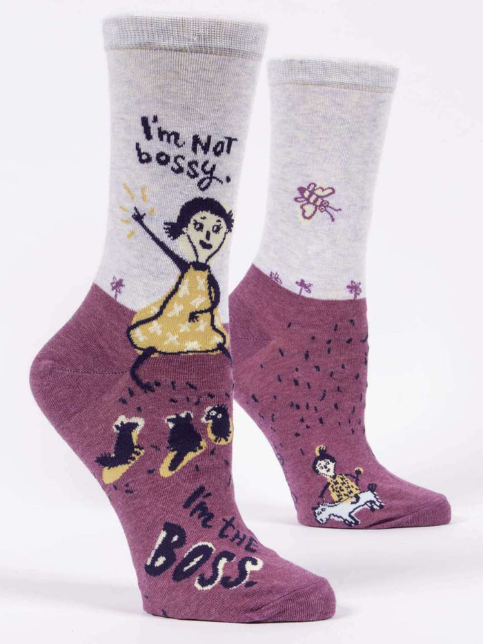 I'M NOT BOSSY WOMEN'S CREW SOCKS - BLUE Q