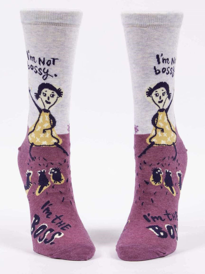 I'M NOT BOSSY WOMEN'S CREW SOCKS - BLUE Q