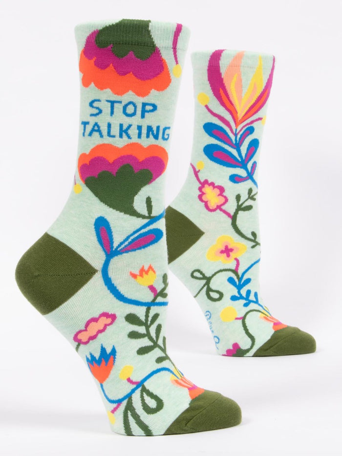 STOP TALKING WOMENS' CREW SOCKS - BLUE Q