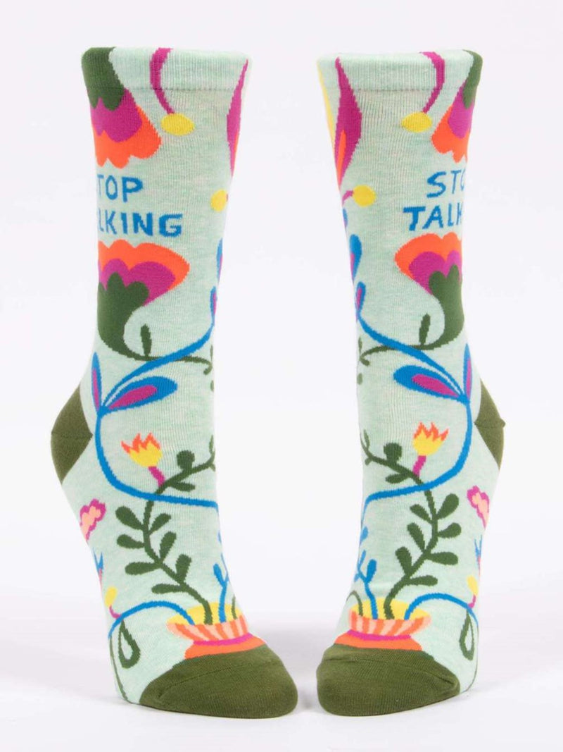 STOP TALKING WOMENS' CREW SOCKS - BLUE Q