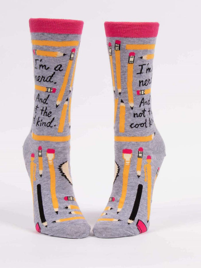 I'M A NERD WOMEN'S CREW SOCKS - BLUE Q